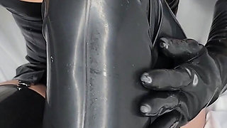 Edge with me in latex lingerie