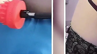 Big Dildo Anal Masturbation on the Fucking Machine