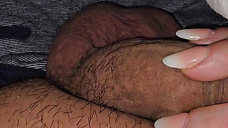 Step mom hand slip under blanket handjob step son dick