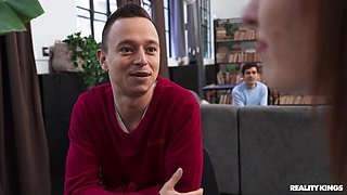 Cock In The Common College Room part 4 - Redhead Lilly Mays and Monster cock Jordi