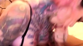 Tattooed Blonde Deepthroats on Webcam
