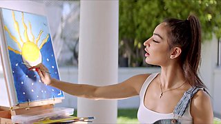 The girls are having fun with each other and a guy in sexy lingerie