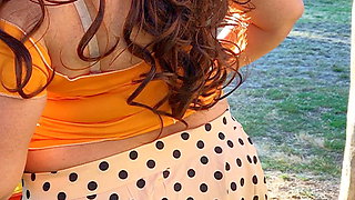 Housewife changing skirt in the outdoor - Hot Panty Show