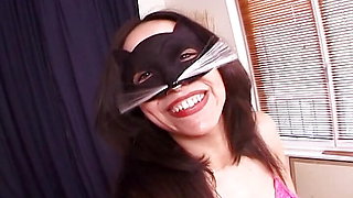 Tempting blindfolded French babes sharing dick in threeway