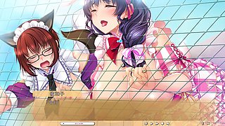 Ayumi Narusawa and Takatsuki Sawako in a big boobed anime scene from Mama x Kano