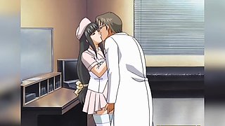 Cute brunette nurse makes out with a doctor before having sex