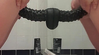 Huge 12inch black dildo ride
