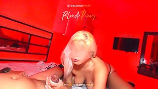 Amateur blondepinay gives passionate blowjob with dirty talk and deep throat action