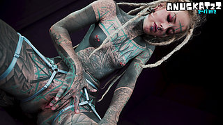 Tattooed Pierced Alt Girl Sloppy BJ and Anal Fuck