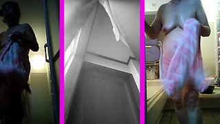 Ugly mother Yoriko, 73 years old, undressing, 3 screen voyeu