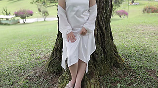 My First Public Video, Masturbate in My White Satin Dress