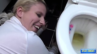 Eva Engel In Pervy Piss And Fuck Session With Stepdad On The Toilet