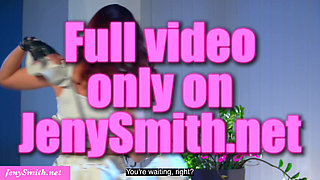 Jeny Smith a hot MILF, shows her tits and pussy to the guy. Will this go further than jerking off?