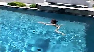 Ryder Skye outdoor blowjob and interracial pool sex - big