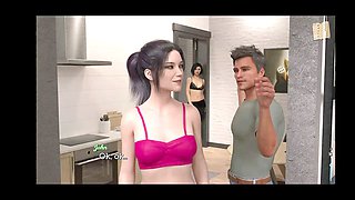 Visual novel game featuring girls with small boobs and big natural tits