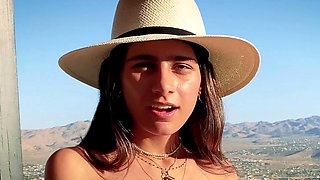 Sexy beautiful ass brunette babe outdoor solo