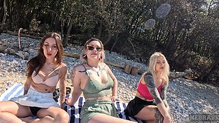 Teen Cheri and Abby Storm bare it all outdoors