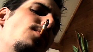 Solo Chain Smoking And Rock Cock Tease
