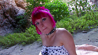 Pink hair babe anal fucking big cock sucking pussy fingering