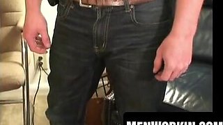 Fur covered guy milks his gigantic trunk and pops hefty explosions