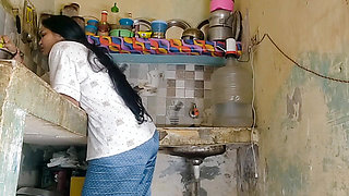 Brother-in-law Pinched My Sister-in-law's Big Nipples at Holi, Wild Sex in the Kitchen