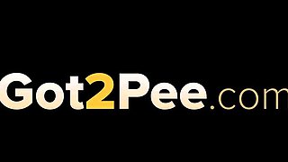 Cute Brunette Babe Squats And Pisses On Grass