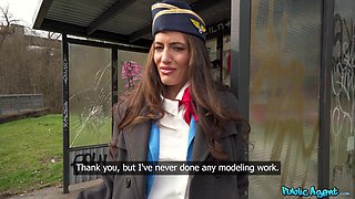 Shy Flight Attendant Seduced by Public Agent during Layover - Cum Fly With Me - Coco Bae and Martin Gun