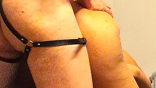 fucking from behind doggy style with a collar and cumshot on the ass