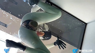 Natallien's Latex Suit Creamy Dildo Fuck - BDSM Creampie & Orgasm