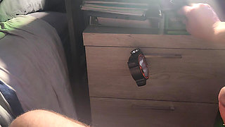 Daddy plays with big dick Close up