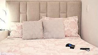 Brunette solo darling masturbating at home