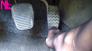 Nyllady Revving and Driving in Black Estrad Sandals and Black Stockings with Anklet