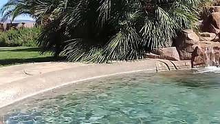 Hot Lesbian Interracial Fun in the Pool