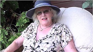 Judys - 66yo Hairy Mature Gilf Mrs. Claire Sucks Your Cock In The Garden (pov) - Aunt Judys