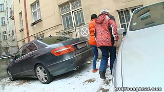 Old Mechanic Anally Fucks a Brunette Teen Girl After Servicing Her Car