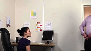 Office voyeur watches boss while jerks