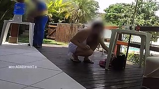 Hot wife Thay Ksada boning with the water delivery stud -