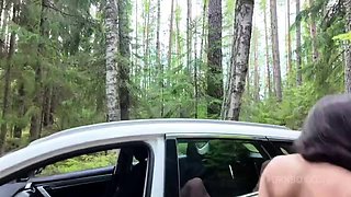 Outdoor hardcore escapade for slutty shameless brunette