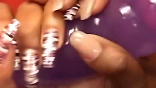 Black on Black Lesbian Threesome and Sex Toy