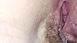 Close-up Pussy Creampie. Fuck My Stepsister While Watching Porn