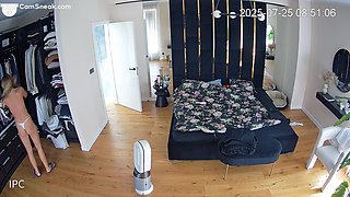 IPCAM - Hot Blonde European In White Thong Getting Dressed