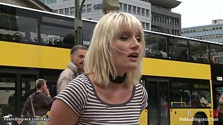 Blonde group anal fucked in public