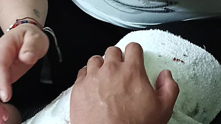 I can't resist touching the manicurist's tits