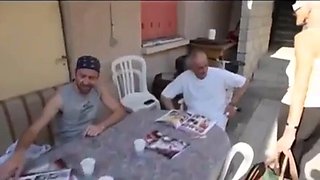 French Mature Blonde in gangbang