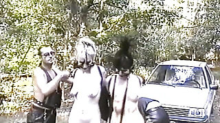 Outdoor punishing lesson in the forest