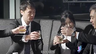 Li Nana And Her Office Staff Remain Out Late To Feast And End Up In Couch - Li In