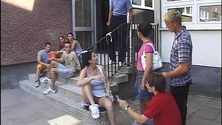 Wild outdoors fucking in a public place with German amateur girls