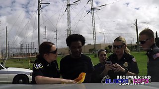 Bisexual BUSTY cops share black thumping-cock