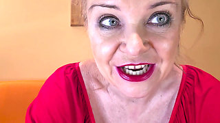 Big Tits Mature Blondie Telling Viewers a Hot Story