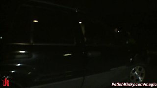 Public gangbang sex for curvaceous blond slave Layla Price